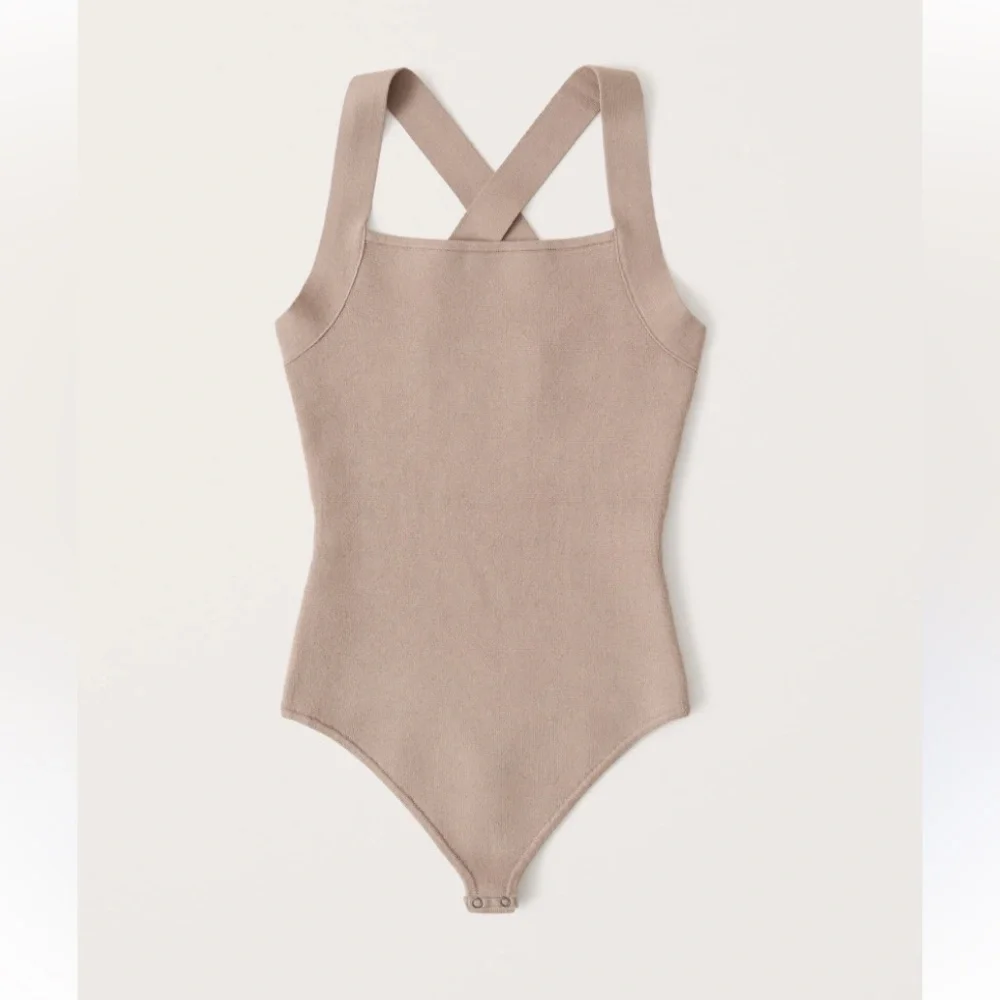 Abercrombie crossback sweater bodysuit xs tan cream tan beige - Picture 1 of 6